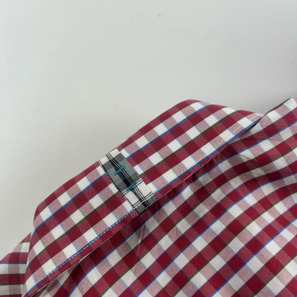 Robert Graham Men's M Tailored Fit Gingham Check Button Down Shirt Red White - Picture 12 of 12